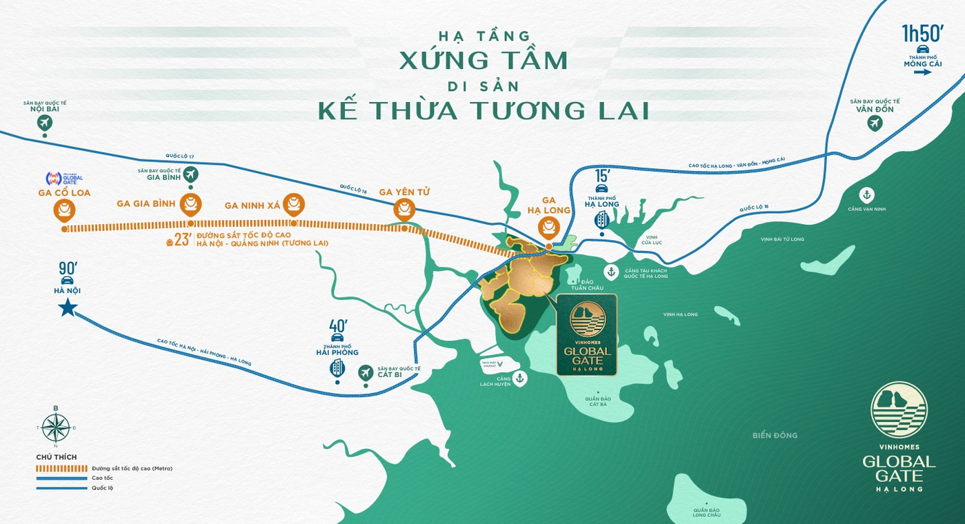 Bản đồ kết nối khu vực của dự án Vinhomes Global Gate Hạ Long